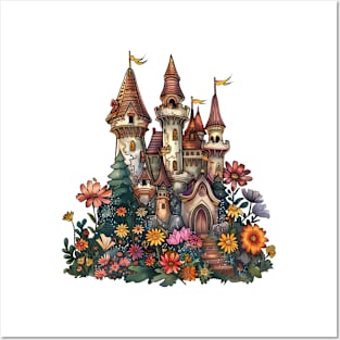 Vintage Magical Floral Castle Princess Queen Castle Posters and Art